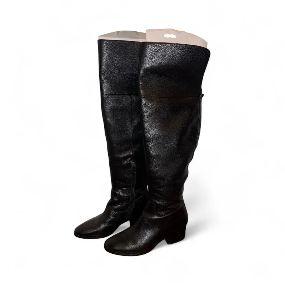 Ralph Lauren Dallyce Over The Knee Boots Women’s Size 10B Black Chic Bold Party - Picture 2 of 14